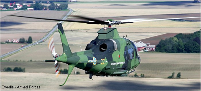 Detailed history and photos of helicopter AgustaWestland A109LUH Serial 13752 Register 15022 used by Försvarsmakten (Swedish Armed Forces) Track service timeline and current status.