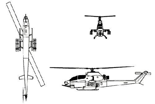 AH-1 Cobra views blue prints