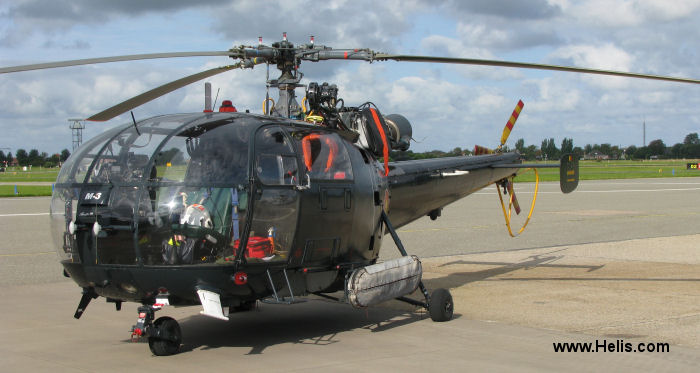 Helicopter Aerospatiale SA316B Alouette III Serial 1817 Register M-3 used by Marine (Belgian Navy) ,United Nations UNHAS. Built 1971. Aircraft history and location