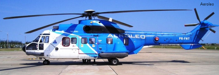 Detailed history and photos of helicopter Eurocopter AS332L1 Super Puma Serial 2468 Register OE-XKP VH-LYH C-GGKX PR-FNT LN-OMT used by Heli Austria GmbH ,Lloyd Helicopters ,CHC (Canadian Helicopter Corporation) ,Aeroleo Taxi Aereo ,Helikopter Service (CHC Norway) Track service timeline and current status.