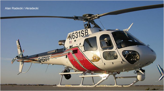 Helicopter Eurocopter AS350B3 Ecureuil Serial 3891 Register N631SB used by SBSD (San Bernardino County Sheriff Department). Built 2004. Aircraft history and location