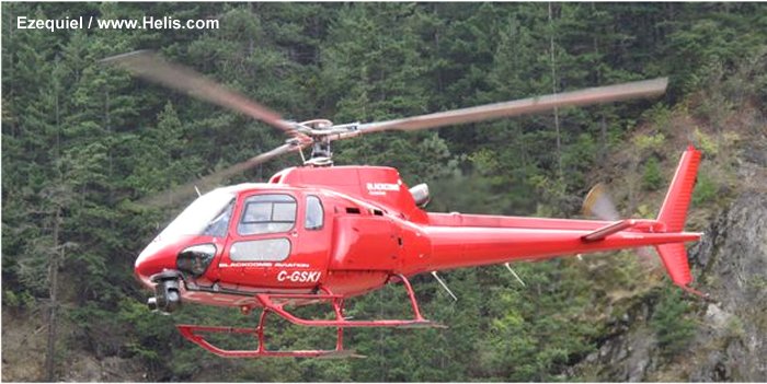 Detailed history and photos of helicopter Eurocopter AS350B2 Ecureuil Serial 3377 Register C-FNUF C-GSKI used by Blackcomb Helicopters ,Eurocopter Canada Track service timeline and current status.