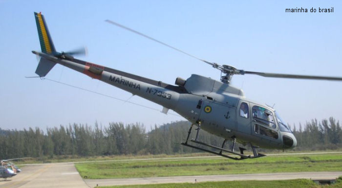 Helicopter Aerospatiale HB350B Esquilo Serial 1142 Register N-7053 used by Força Aeronaval da Marinha do Brasil (Brazilian Navy) ,Helibras. Aircraft history and location