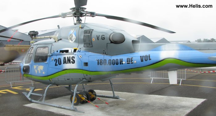 Helicopter Aerospatiale AS555AN Fennec 2 Serial 5399 Register 5399 used by Armée de l'Air (French Air Force). Built 1990. Aircraft history and location