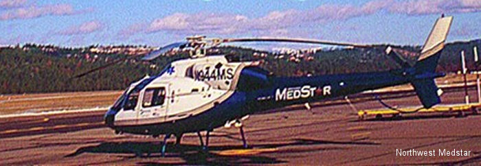 Helicopter Aerospatiale AS355F Ecureuil 2 Serial 5118 Register OE-XRW N944MS N5791X used by Knaus Helicopter GmbH ,Northwest MedStar. Built 1983. Aircraft history and location