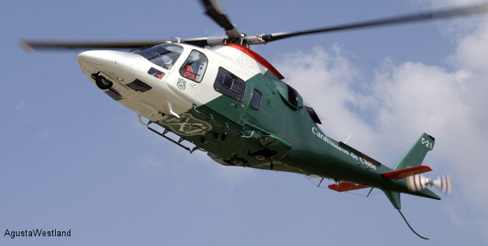 Detailed history and photos of helicopter AgustaWestland AW109E Power Serial 11696 Register C-21 used by Carabineros de Chile (Chilean Gendarmerie) Track service timeline and current status.