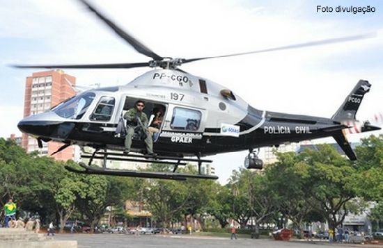 Detailed history and photos of helicopter AgustaWestland AW119Ke Koala Serial 14768 Register PP-CGO N385SH used by Polícia Civil (Brazilian Civil Police) ,AgustaWestland Philadelphia (Leonardo USA) Track service timeline and current status.
