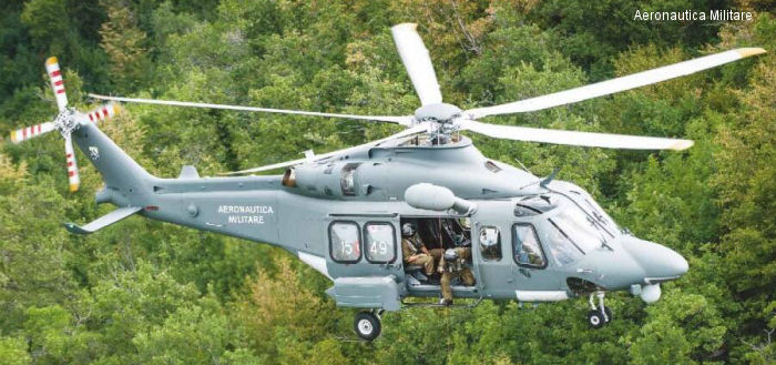 Helicopter AgustaWestland AW139M Serial 31489 Register MM81805 used by Aeronautica Militare Italiana AMI (Italian Air Force). Built 2013. Aircraft history and location