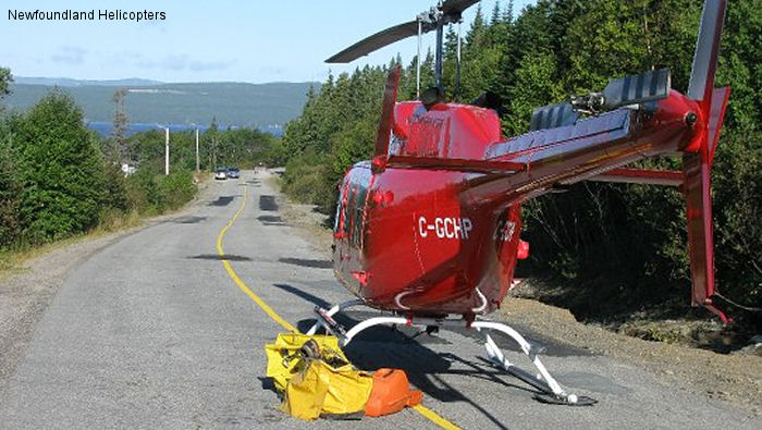 Detailed history and photos of helicopter Bell 206L Long Ranger Serial 46607 Register C-GCHP used by Newfoundland Helicopters ,Canadian Coast Guard Track service timeline and current status.