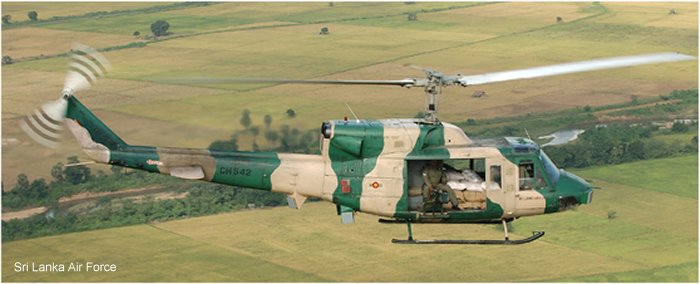 Helicopter Bell 212 Serial 31235 Register CH542 used by Sri Lanka Air Force. Built 1982. Aircraft history and location