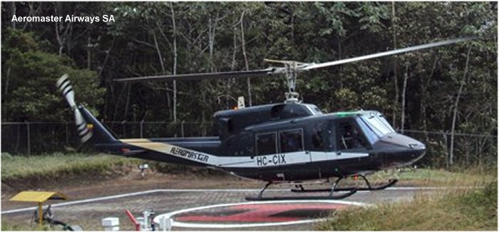 Detailed history and photos of helicopter Bell 212 Serial 30568 Register OB-2109-P HC-CIX D-HAND used by Aeromaster ,Bundespolizei (German Federal Police (BPOL)) Track service timeline and current status.