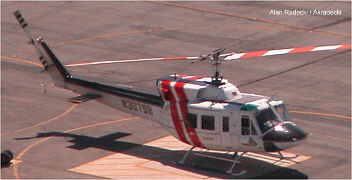 Helicopter Bell 212 Serial 30781 Register N307SB XB-ZOW used by SBSD (San Bernardino County Sheriff Department). Built 1975. Aircraft history and location