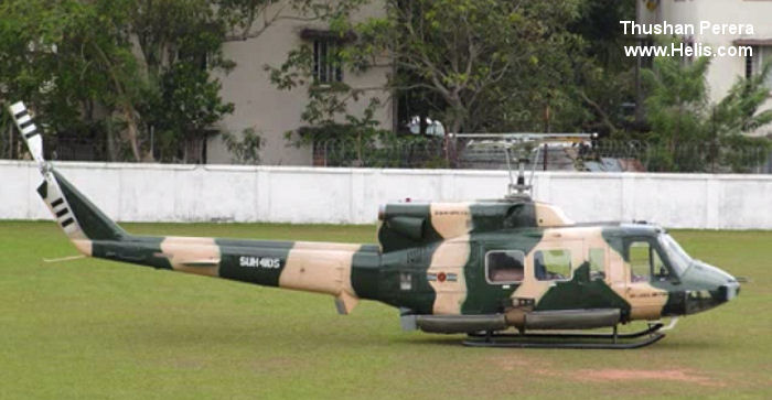 Helicopter Bell 212 Serial 31198 Register SUH-4105 CH566 CH535 used by Sri Lanka Air Force. Aircraft history and location