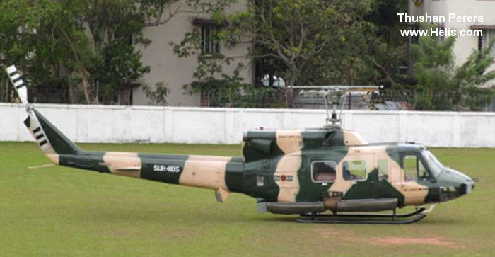 Detailed history and photos of helicopter Bell 212 Serial 31198 Register SUH-4105 CH566 CH535 used by Sri Lanka Air Force Track service timeline and current status.