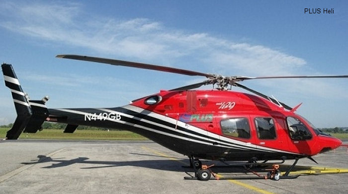 Helicopter Bell 429 Serial 57060 Register VH-OBU 9M-PEC N449GB used by PLUS Helicopter Services Sdn Bhd (PLUS Heli) ,Bell Helicopter. Built 2011. Aircraft history and location