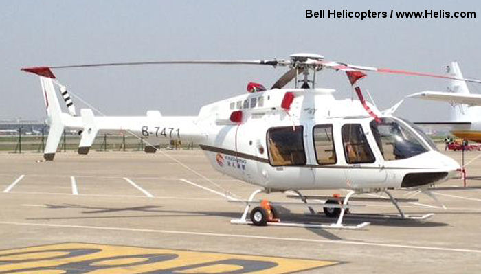 Helicopter Bell 407 Serial 54120 Register B-7471 C-GUUK used by Shanghai Zenisun Investment Group ,Bell Helicopter Canada. Built 2011. Aircraft history and location