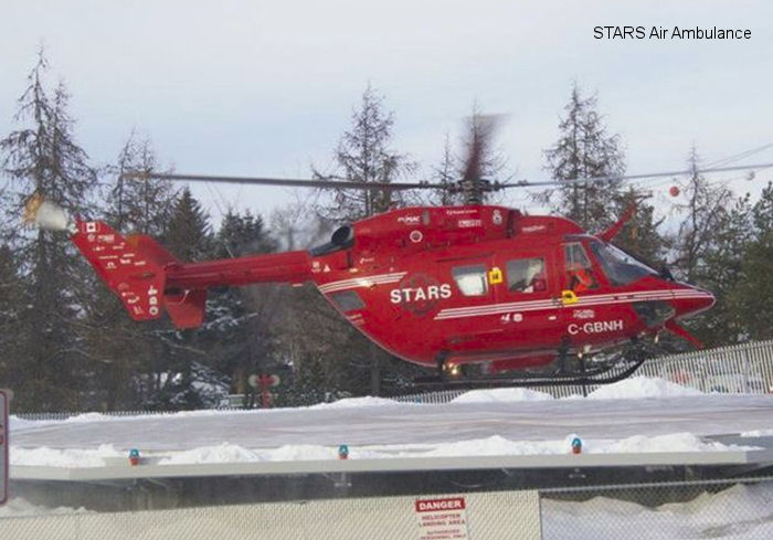 Helicopter MBB Bk117A-1 Serial 7020 Register C-GBNH N789JW N271 N3928U D-HBKV used by Canadian Ambulance Services STARS (Shock Trauma Air Rescue Society) ,Eurocopter Canada ,MBB. Aircraft history and location