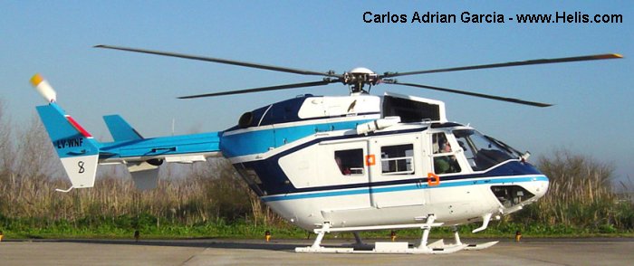 Helicopter Eurocopter BK117C-1 Serial 7513 Register N486LF LV-WNF used by Geisinger Health. Built 1995. Aircraft history and location