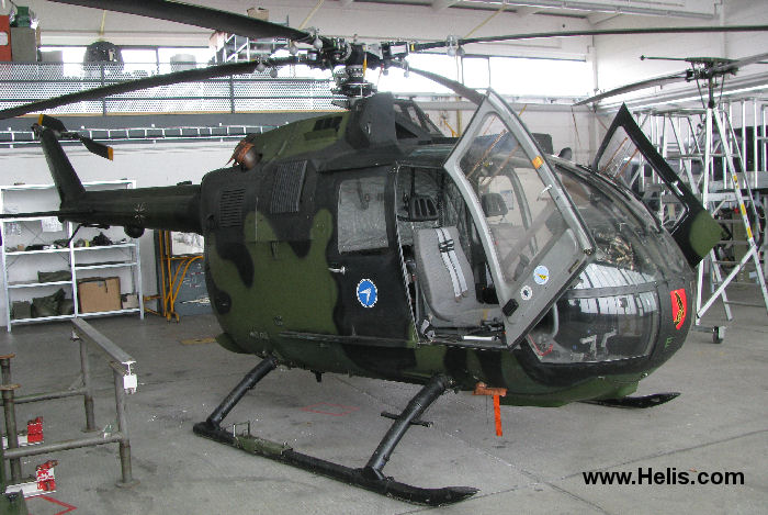 Helicopter MBB Bo105P PAH-1 Serial 6017 Register 86+17 used by Heeresflieger (German Army Aviation). Aircraft history and location