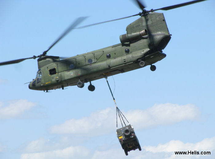 Helicopter Boeing CH-47D Chinook Serial M.3666 Register D-666 used by Koninklijke Luchtmacht RNLAF (Royal Netherlands Air Force). Aircraft history and location