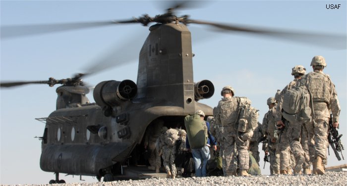 Helicopter Boeing CH-47D Chinook Serial M.3085 Register 147202 84-24181 used by Canadian Armed Forces ,US Army Aviation Army. Aircraft history and location