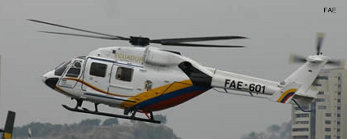 Helicopter HAL Dhruv Serial DS86 Register FAE-601 used by Fuerza Aerea Ecuatoriana FAE (Ecuadorian Air Force). Built 2008. Aircraft history and location
