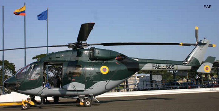 Detailed history and photos of helicopter HAL Dhruv Serial DS90 Register FAE-605 used by Fuerza Aerea Ecuatoriana FAE (Ecuadorian Air Force) Track service timeline and current status.