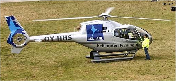 Helicopter Eurocopter EC120B Serial 1189 Register SE-JRY OY-HHS F-GTCJ used by Bel Air Aviation. Built 2001. Aircraft history and location