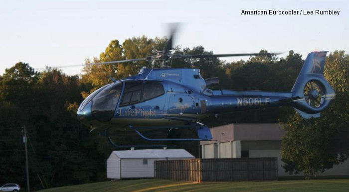 Helicopter Eurocopter EC130B4 Serial 4973 Register N506LF used by Baptist LifeFlight ,Air Methods. Built 2010. Aircraft history and location