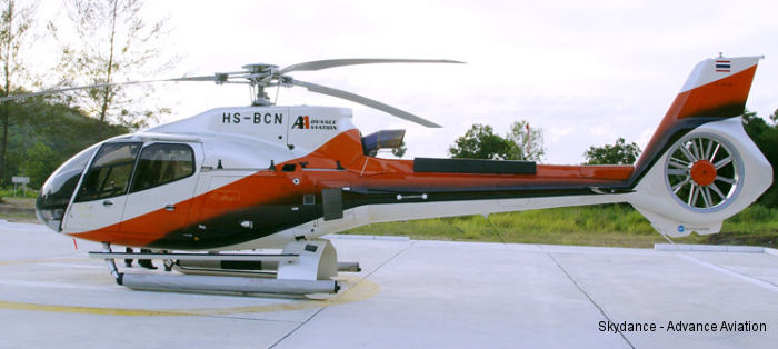 Detailed history and photos of helicopter Eurocopter EC130B4 Serial 4601 Register F-HEUG HS-BCN F-OKEN used by AZUR Hélicoptère (AZUR Helicopters) ,Advance Aviation ,Eurocopter Southeast Asia ESEA Track service timeline and current status.