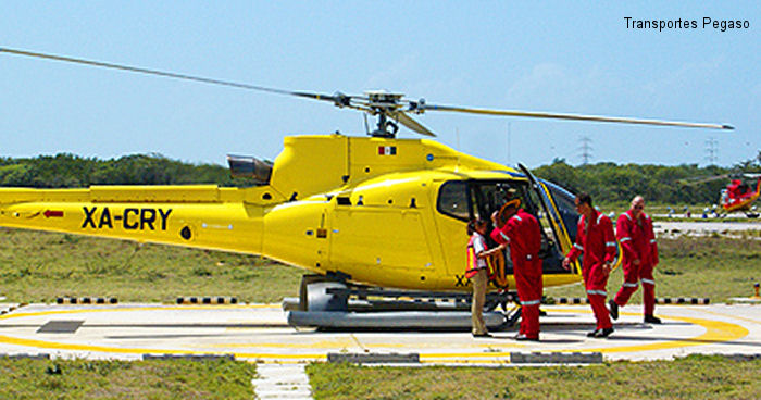 Detailed history and photos of helicopter Eurocopter EC130B4 Serial 4177 Register XA-CRY used by Transportes Aereos Pegaso Track service timeline and current status.