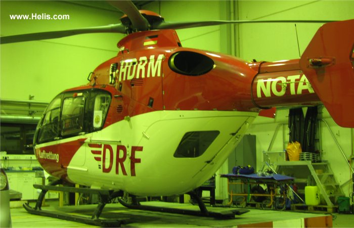 Helicopter Eurocopter EC135P2 Serial 0503 Register D-HDRM used by DRF Luftrettung DRF Christoph 27 (DRF) ,Christoph 11 (DRF). Built 2006. Aircraft history and location