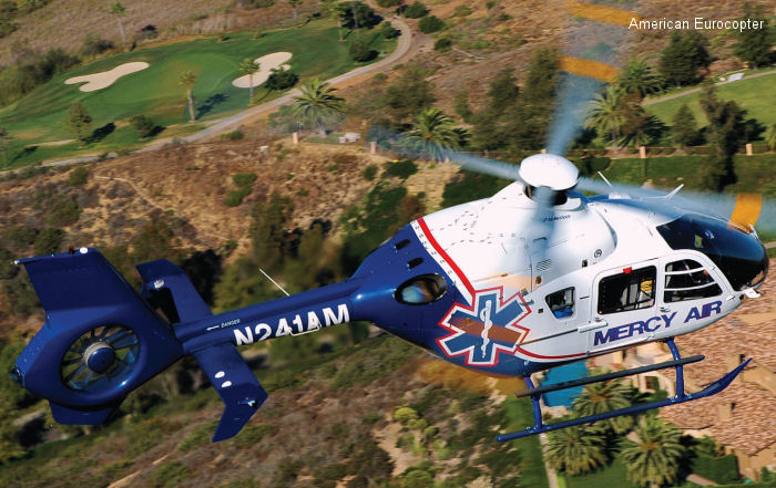Helicopter Eurocopter EC135P2+ Serial 0573 Register N241AM used by Air Methods ,Mercy Air ,CFS Air. Built 2007. Aircraft history and location