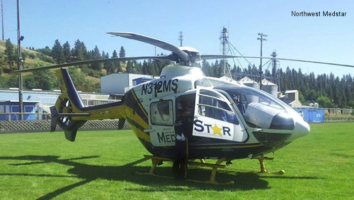 Detailed history and photos of helicopter Eurocopter EC135P1 Serial 0129 Register N841LF N312MS used by LFN (Life Flight Network) ,Northwest MedStar Track service timeline and current status.