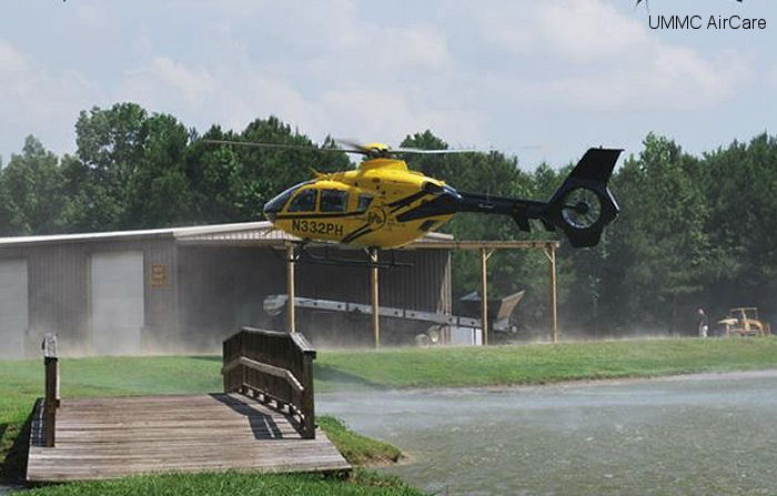 Helicopter Eurocopter EC135P2+ Serial 0519 Register N332PH used by PHI Inc State of Texas State of Mississippi. Built 2006. Aircraft history