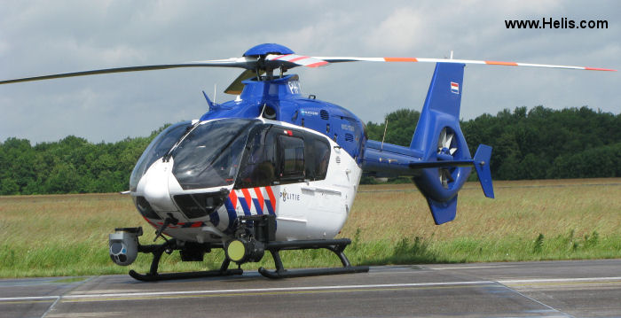 Helicopter Eurocopter EC135P2+ Serial 0795 Register PH-PXC used by Politie Luchtvaart Dienst (Dutch Police Aviation). Aircraft history and location