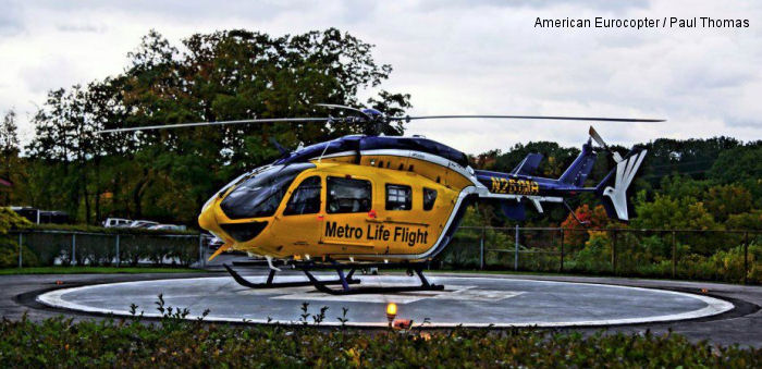 Helicopter Eurocopter EC145 Serial 9250 Register N261MH used by Metro Life Flight. Built 2009. Aircraft history and location
