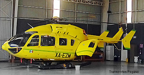 Helicopter Eurocopter EC145 Serial 9051 Register N961KP XA-EZM used by AgustaWestland Philadelphia (AgustaWestland USA) ,Transportes Aereos Pegaso. Built 2004. Aircraft history and location