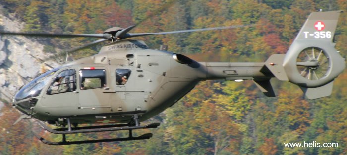 Helicopter Eurocopter EC635P2 Serial 0659 Register T-356 used by Schweizer Luftwaffe (Swiss Air Force). Built 2008. Aircraft history and location