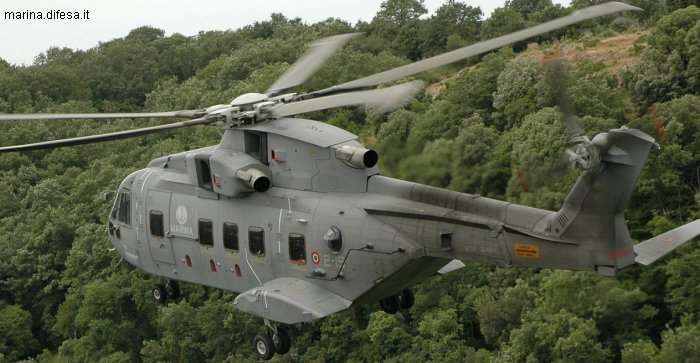 Helicopter AgustaWestland EH101 Mk.410 Serial 50142 Register MM81494 used by Marina Militare Italiana (Italian Navy). Aircraft history and location