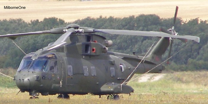 Helicopter AgustaWestland Merlin HC.3 Serial 50153 Register ZJ128 used by Fleet Air Arm RN (Royal Navy) ,Royal Air Force RAF. Built 2001. Aircraft history and location