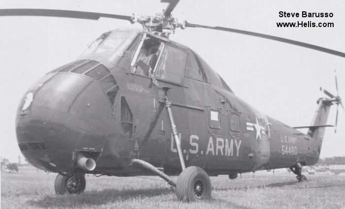 Helicopter Sikorsky H-34A Choctaw Serial 58-441 Register 55-4480 used by Royal Thai Air Force ,US Army Aviation Army. Built 1957. Aircraft history and location