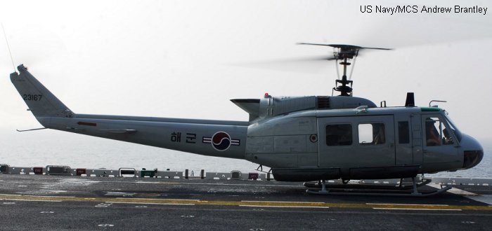 Helicopter Bell UH-1H Iroquois Serial  Register 23167 used by Daehanminguk Haegun ROKN (Republic of Korea Navy). Aircraft history and location