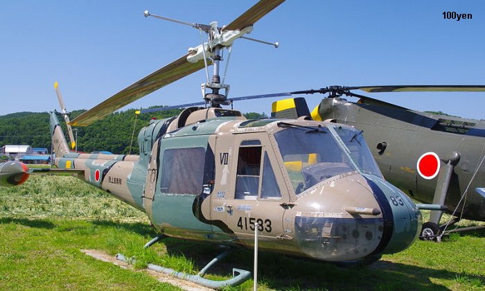 Helicopter Fuji  UH-1B Serial MH84 Register 41583 used by Japan Ground Self-Defense Force JGSDF (Japanese Army). Aircraft history and location