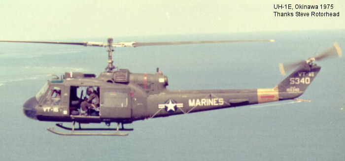 Helicopter Bell UH-1E Iroquois Serial 6195 Register 155340 used by US Marine Corps USMC. Aircraft history and location