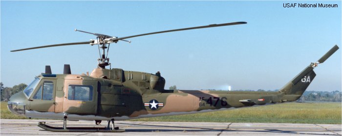 Photos of UH-1F Iroquois in US Air Force helicopter service.