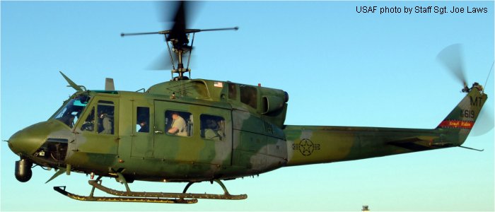 Helicopter Bell UH-1N Serial 31025 Register 69-6619 used by US Air Force. Aircraft history and location
