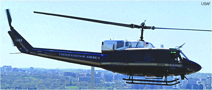 Helicopter Bell UH-1N Serial 31069 Register 69-6663 used by US Air Force USAF. Aircraft history and location
