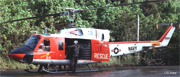 Helicopter Bell UH-1N Serial 31605 Register 158264 used by US Navy USN ,US Marine Corps USMC. Aircraft history and location