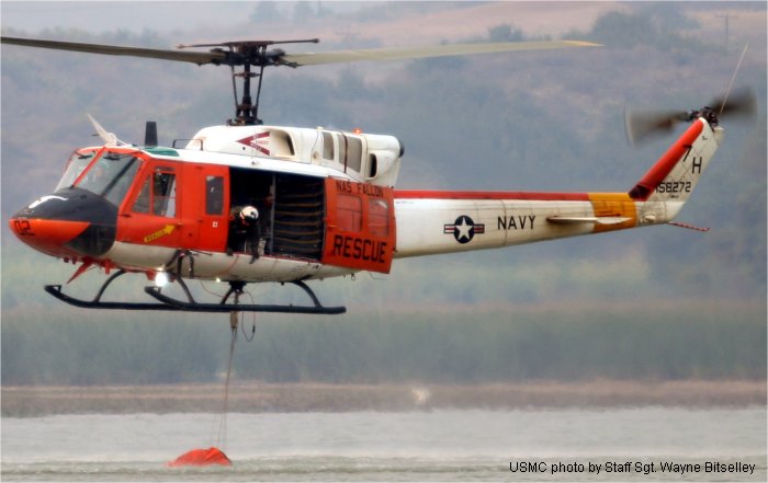 Detailed history and photos of helicopter Bell UH-1N Serial 31613 Register 158272 used by US Navy USN ,US Marine Corps USMC Converted to HH-1N Track service timeline and current status.